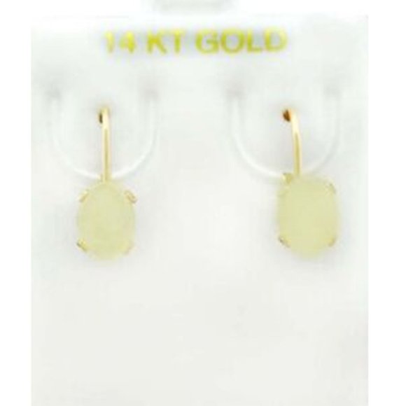 Genuine 1.38 Cts Opal Dangling Earrings 14k Gold